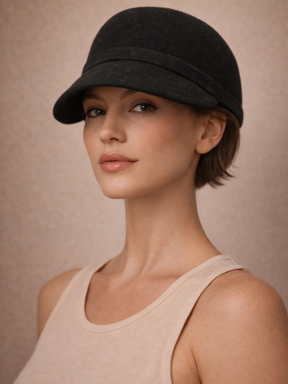 Charming Charlie Black Wool Newsboy Hat Cap Classic Chic